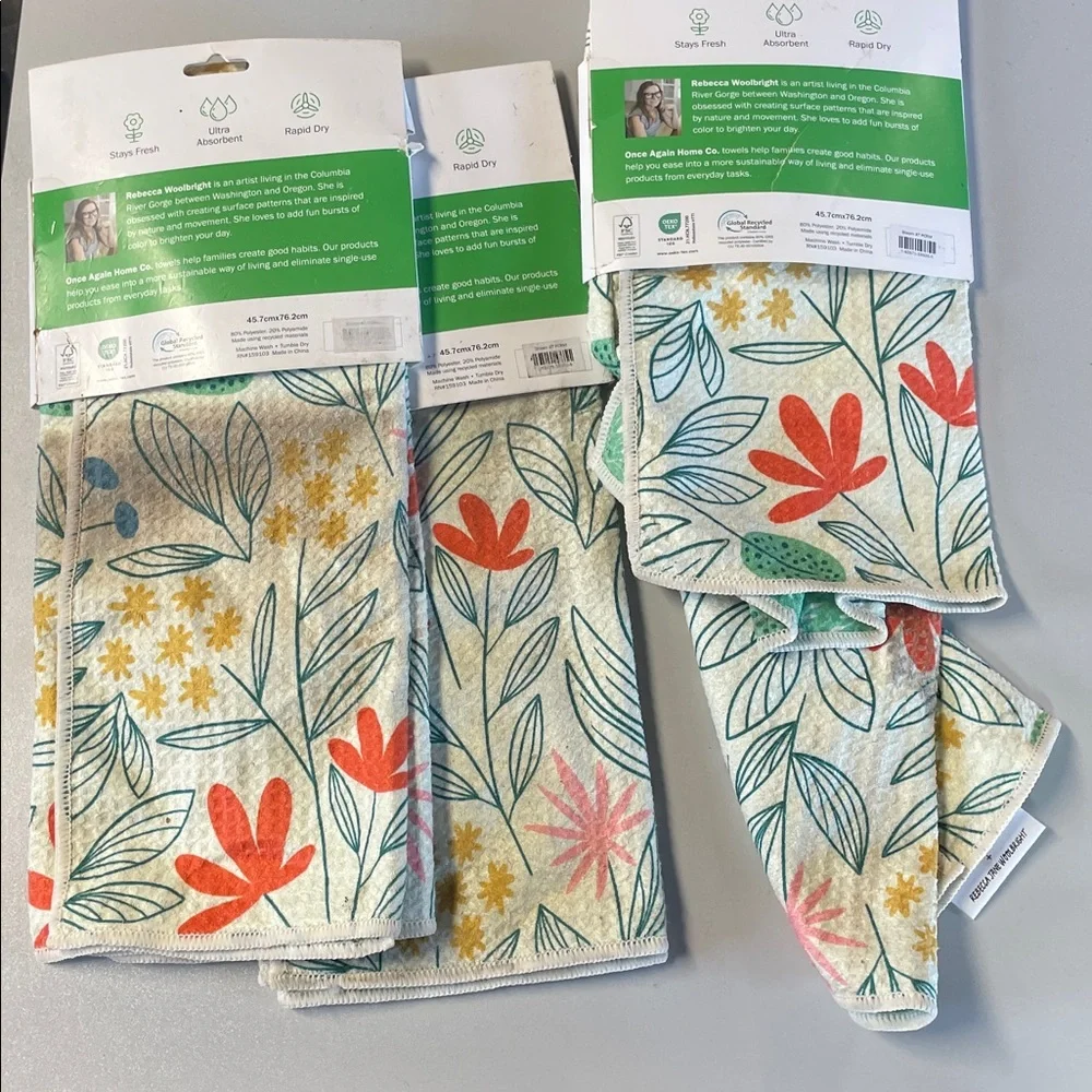 REBECCA JANE WOOLBRIGHT 3 Pack Anywhere Towel Reversible RJW New Bloom